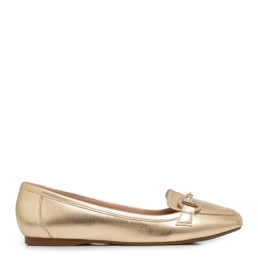 Mocassim Dourado Bridão Strass — imagem 1