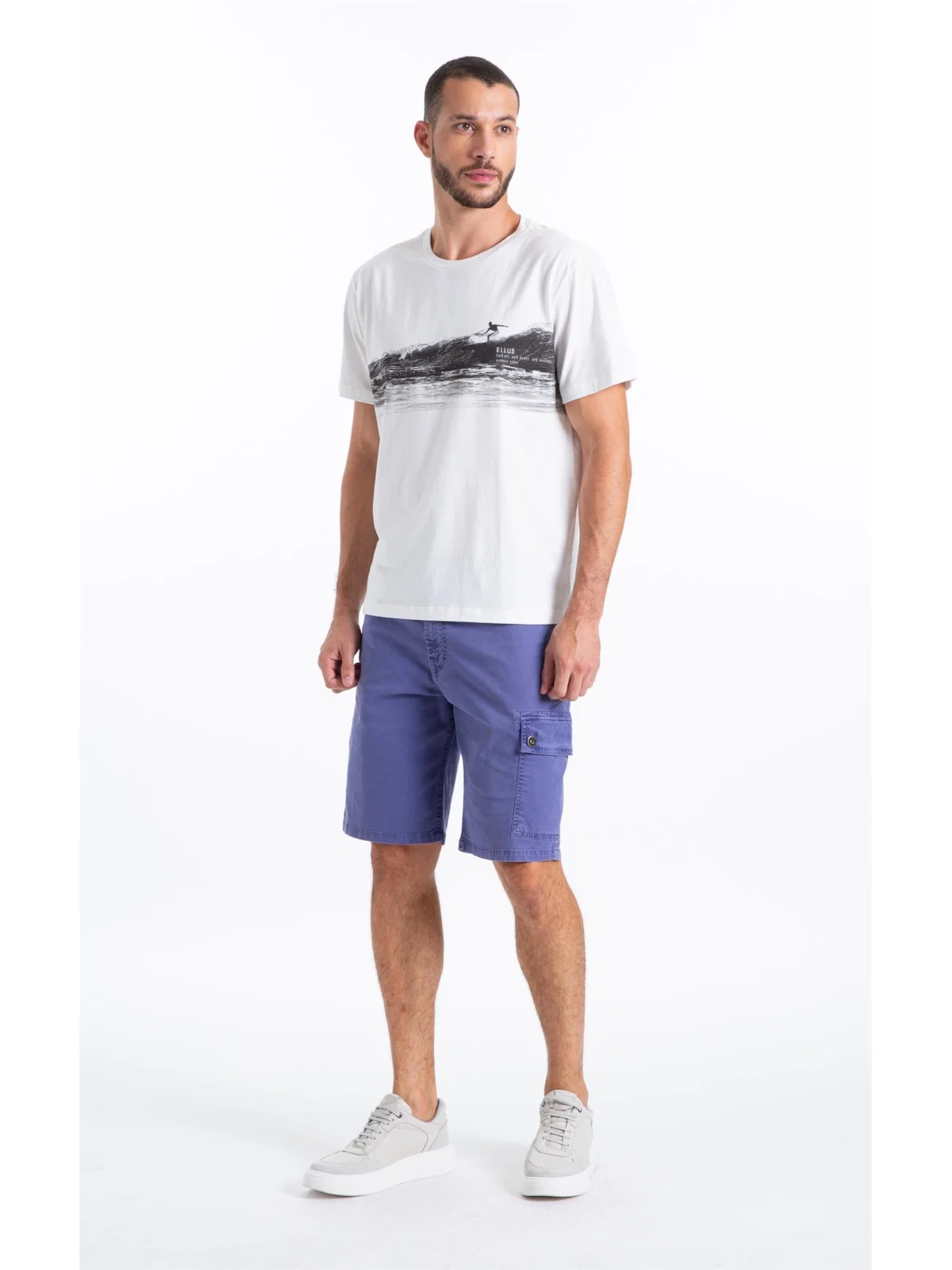 Bermuda Sarja Rain Long Cargo Azul Jeans — imagem 1