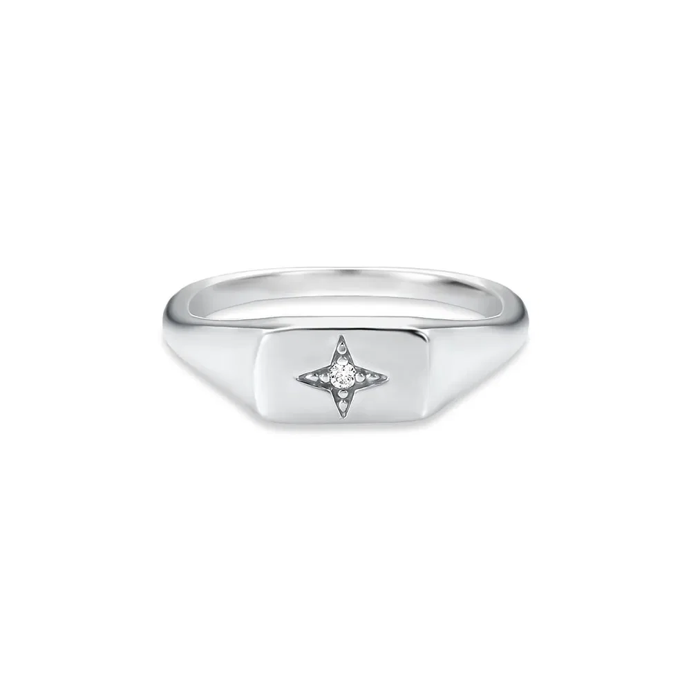 Anel Life Signet Starring em Prata 925 com Pedras Incolores — imagem 1