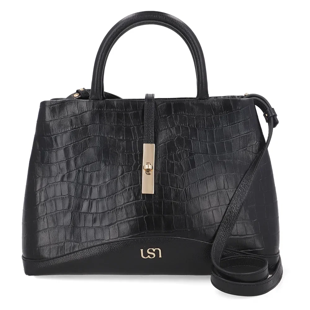 Bolsa Tote Couro Croco Preto — imagem 1