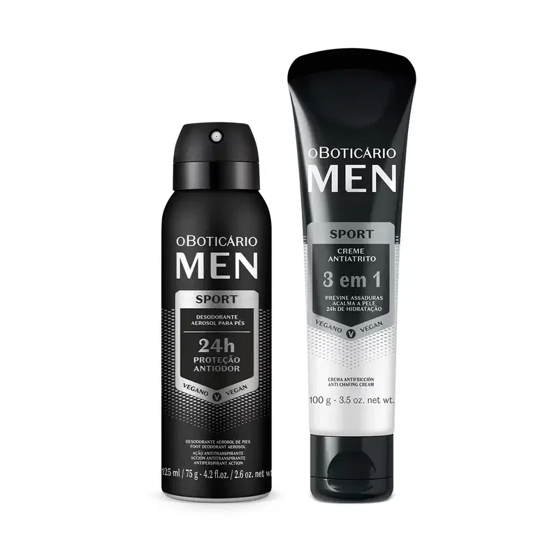 Combo Men Sport: Creme Antiatrito 3 em 1 100g + Desodorante Para Pés 125ml