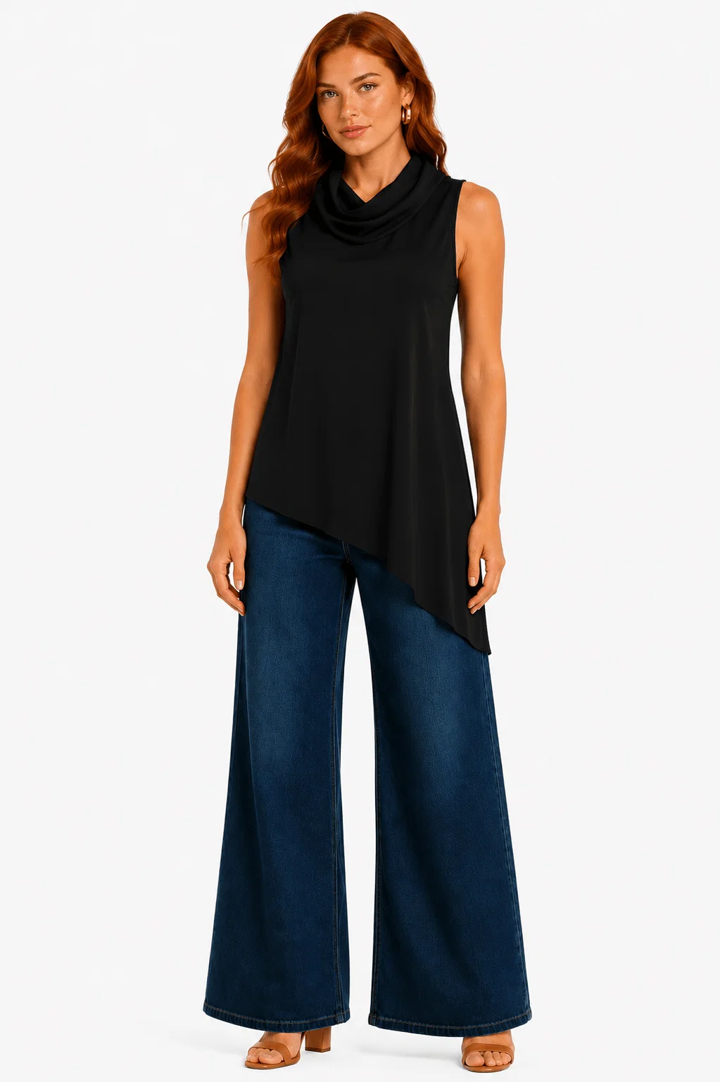 Blusa Gola Alta Assimétrica - Preto — imagem 1