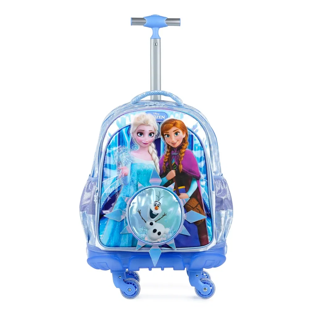 Mochila de Rodinha Escolar Infantil Feminina Frozen Azul Claro