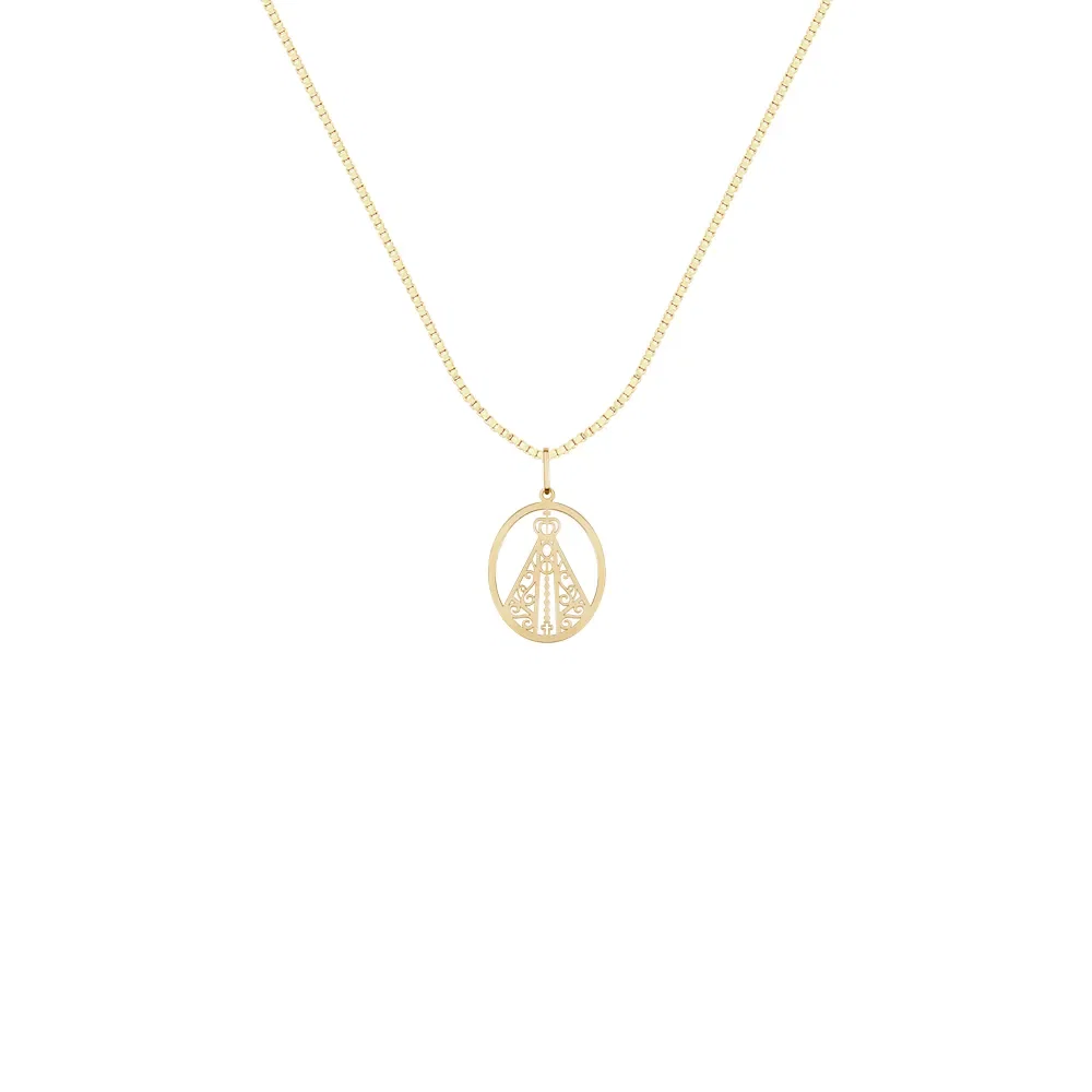 Pingente Medalha N.Sra Aparecida em Ouro Amarelo 18k, 24mm — imagem 1