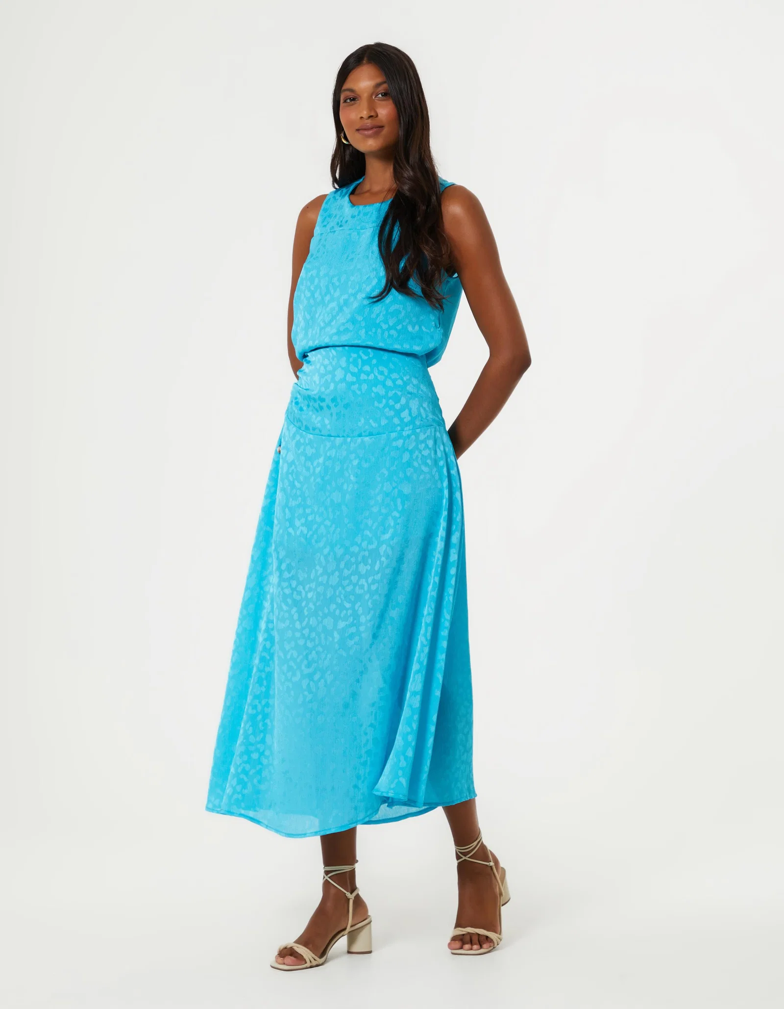 Saia Midi Crepe Queen - Azul Ceu Onca — imagem 1