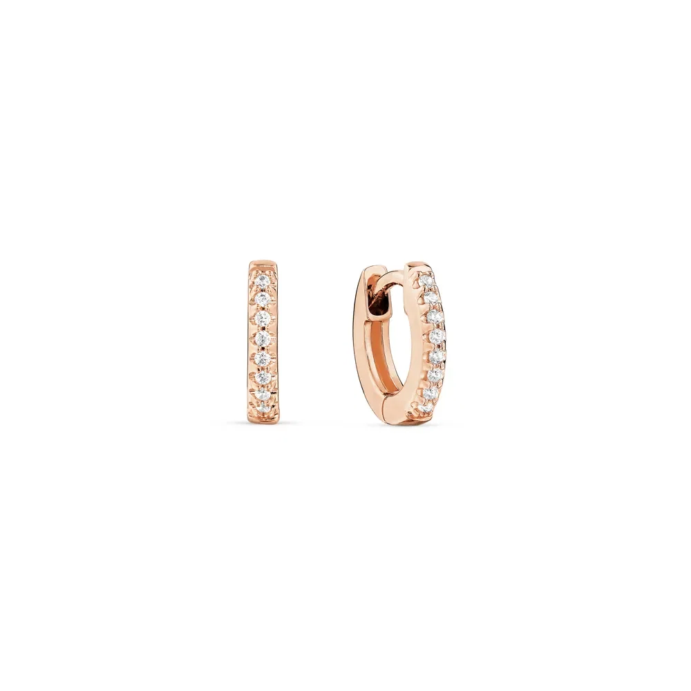 Argola Life Pavê em Liga Rosé com Banho de Ouro Rosé 18k e Pedras Incolores, 7mm — imagem 1
