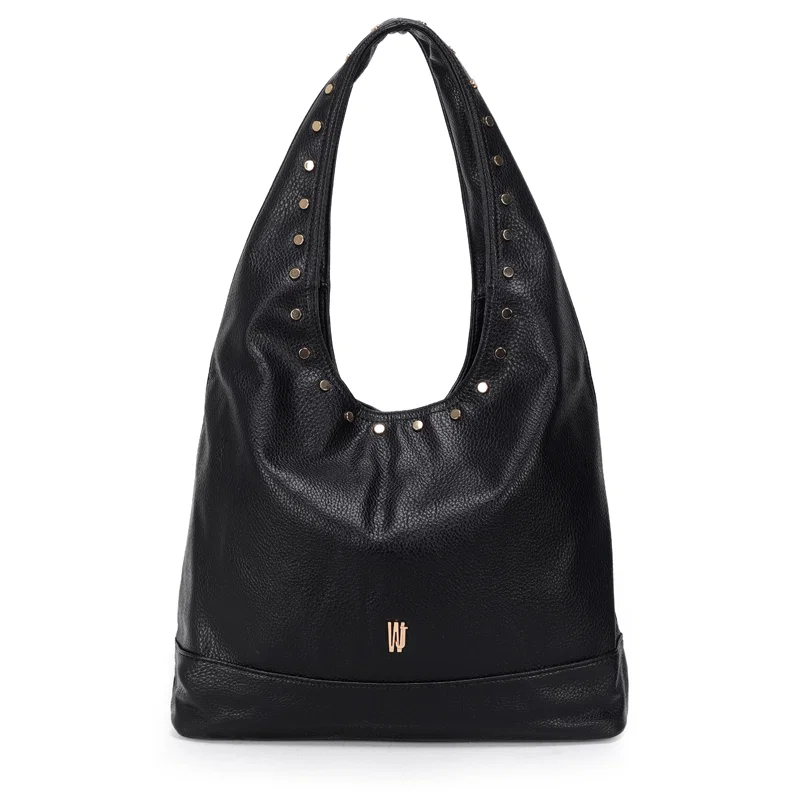 Bolsa Hobo Grande Com Detalhe Metais