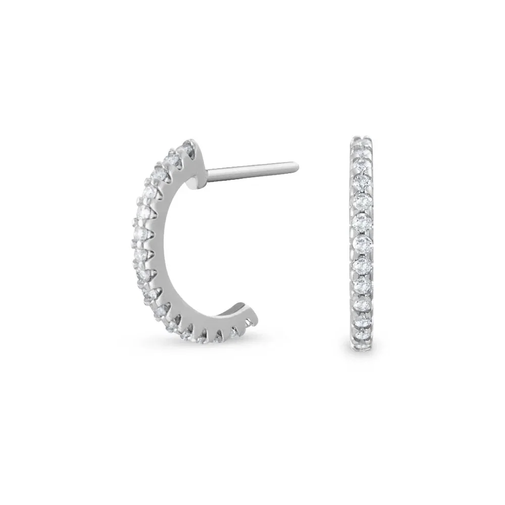 Argola Baby em Ouro Branco 18k com Diamantes 0,11ct, 11,5mm