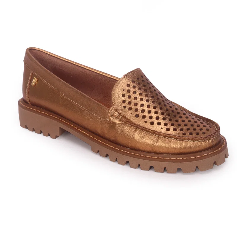 Mocassim Couro Vazado Laser