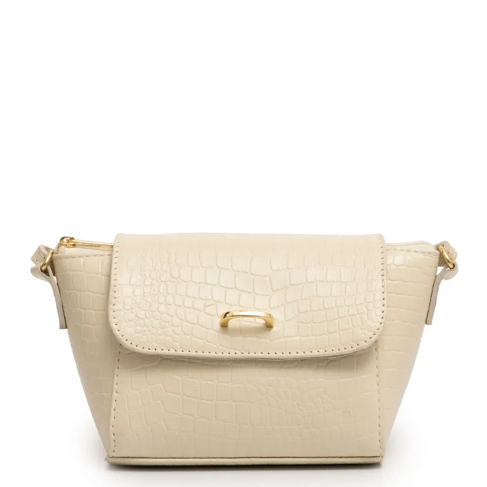 Bolsa Pequena Couro Croco Off White — imagem 1