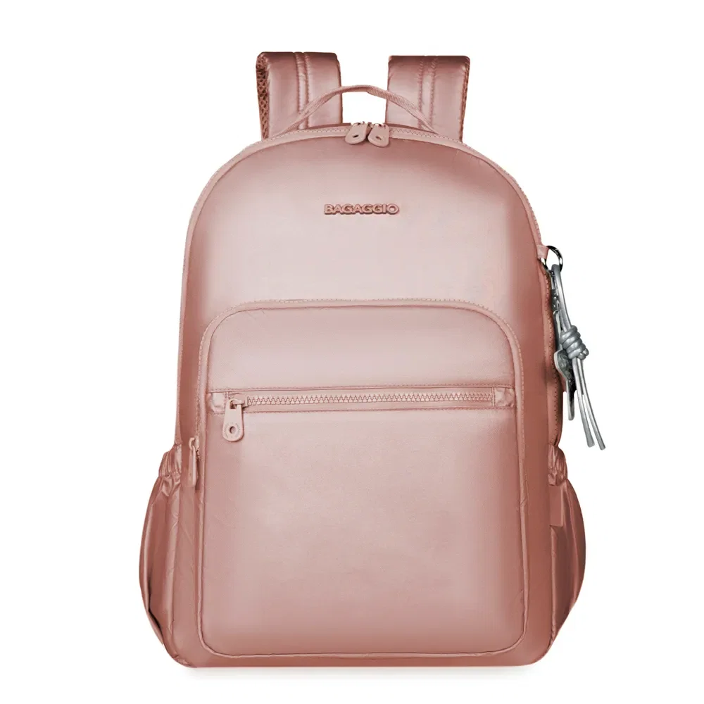 Mochila Escolar Feminina Juvenil Perolada Rosa Claro — imagem 1