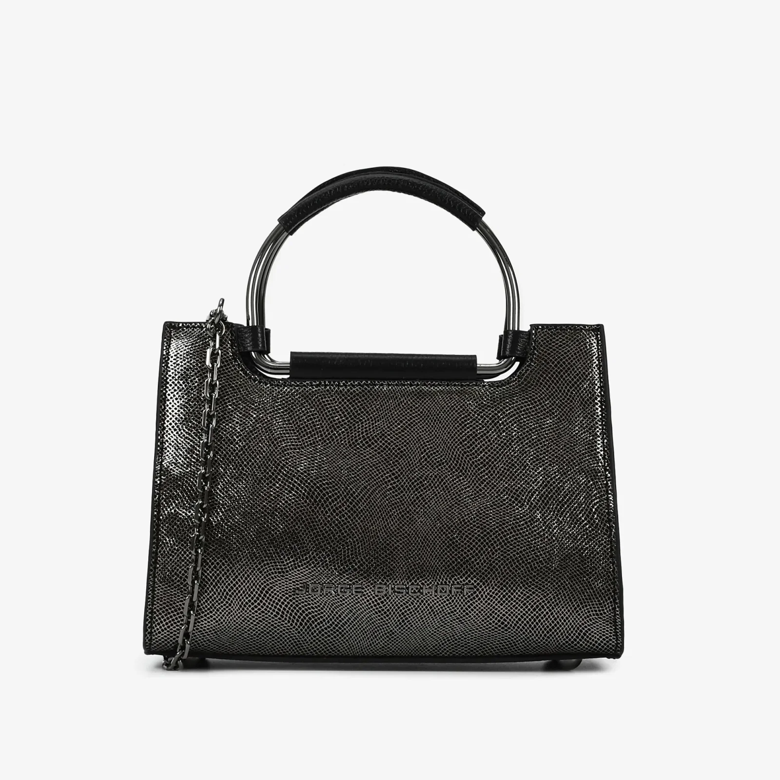 Bolsa Tote Metal Grafite Couro