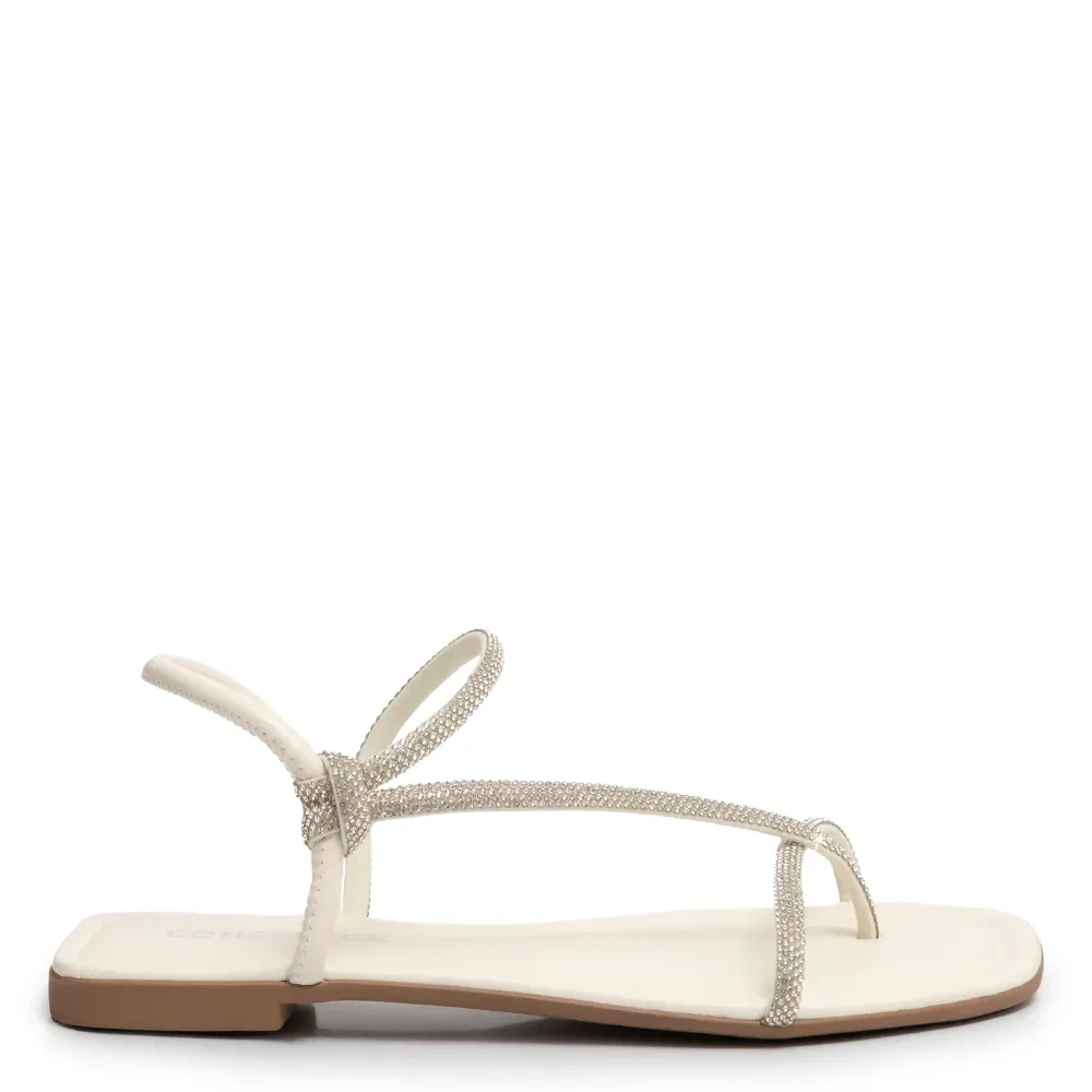 Rasteira Off White Tiras Strass — imagem 1