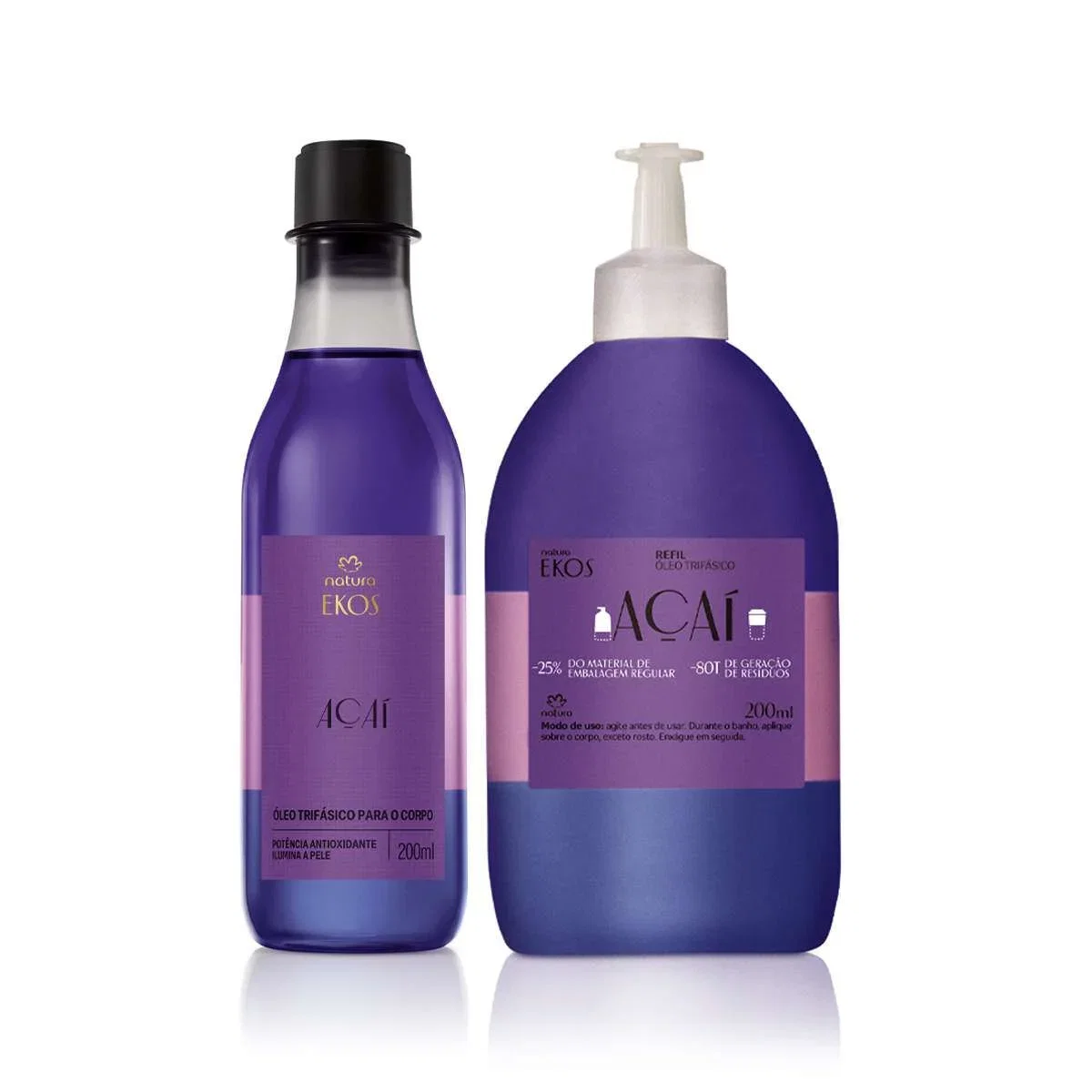Kit Óleo Trifásico Desodorante Corporal Ekos Açaí com Refil 200 ml