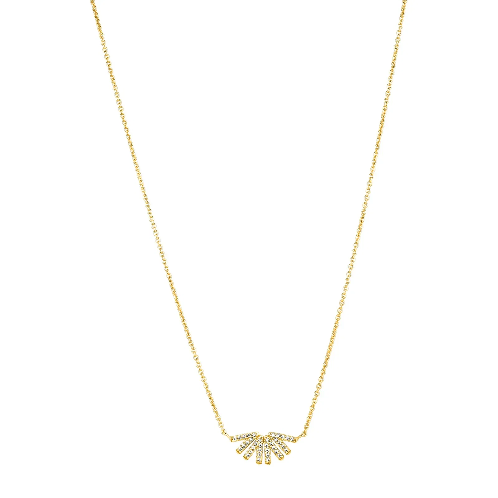 Colar Life Solaris em Prata 925 com Banho de Ouro Amarelo 18k e Pedras Incolores, 45cm