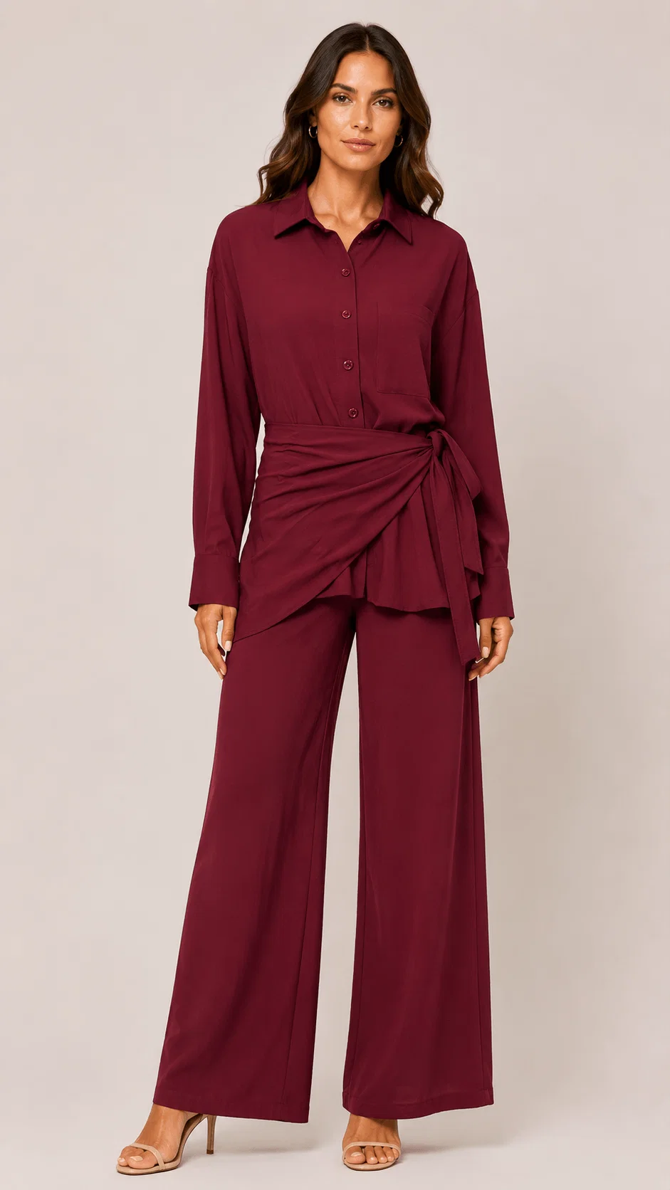Camisa Detalhe Lenço Amarração - Vinho