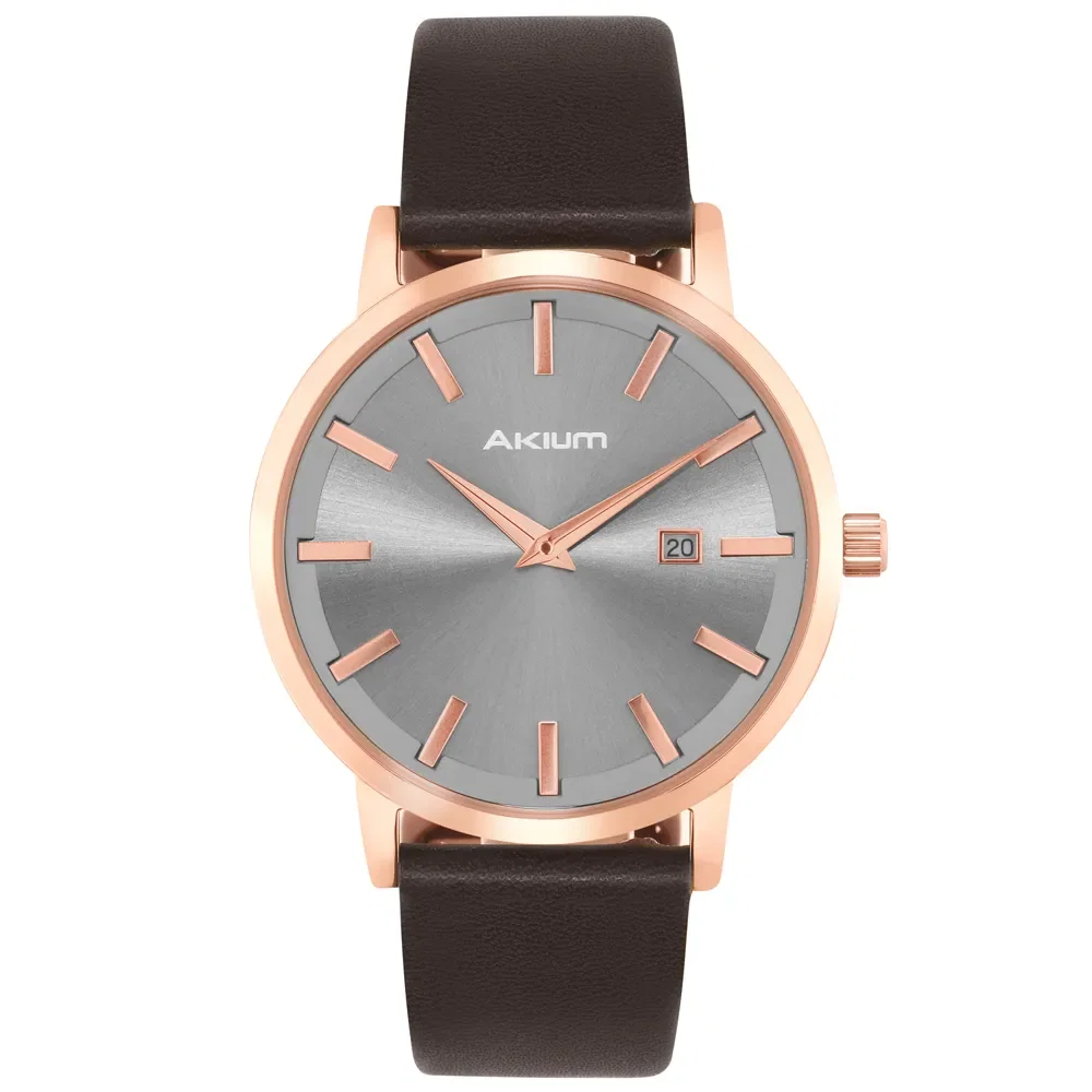 Relógio Akium Slim Masculino Couro Marrom