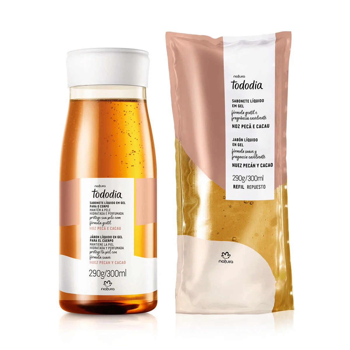 Kit Sabonete Líquido Tododia Noz Pecã e Cacau com Refil 2 unidades de 300 ml