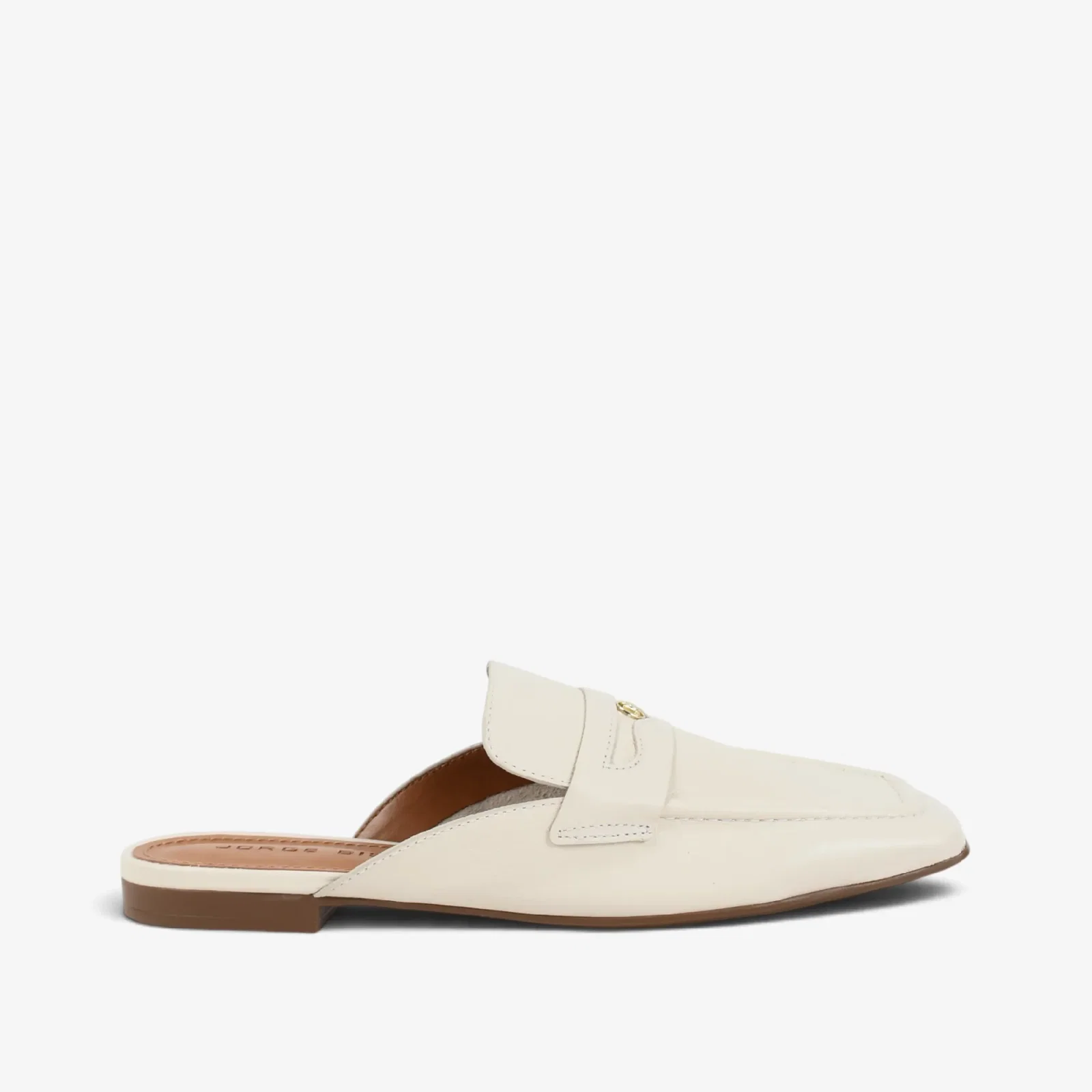 Mule Off White Algodão Couro