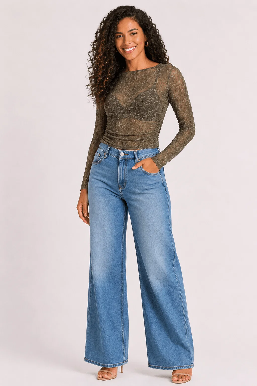 Blusa Renda Assimétrica - Marrom