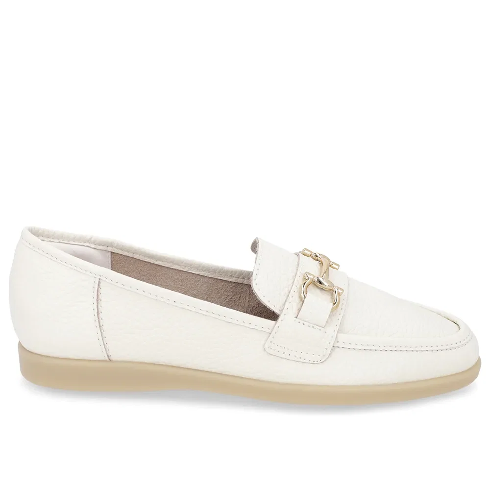 Loafer Urbano Branco Marfim Couro Bridão — imagem 1