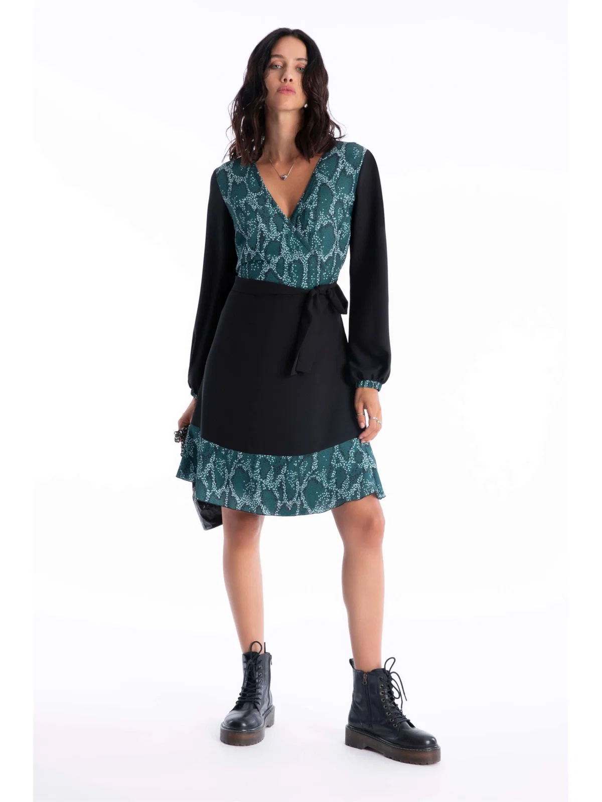 Vestido Bubble Phiton Overlap Musgo