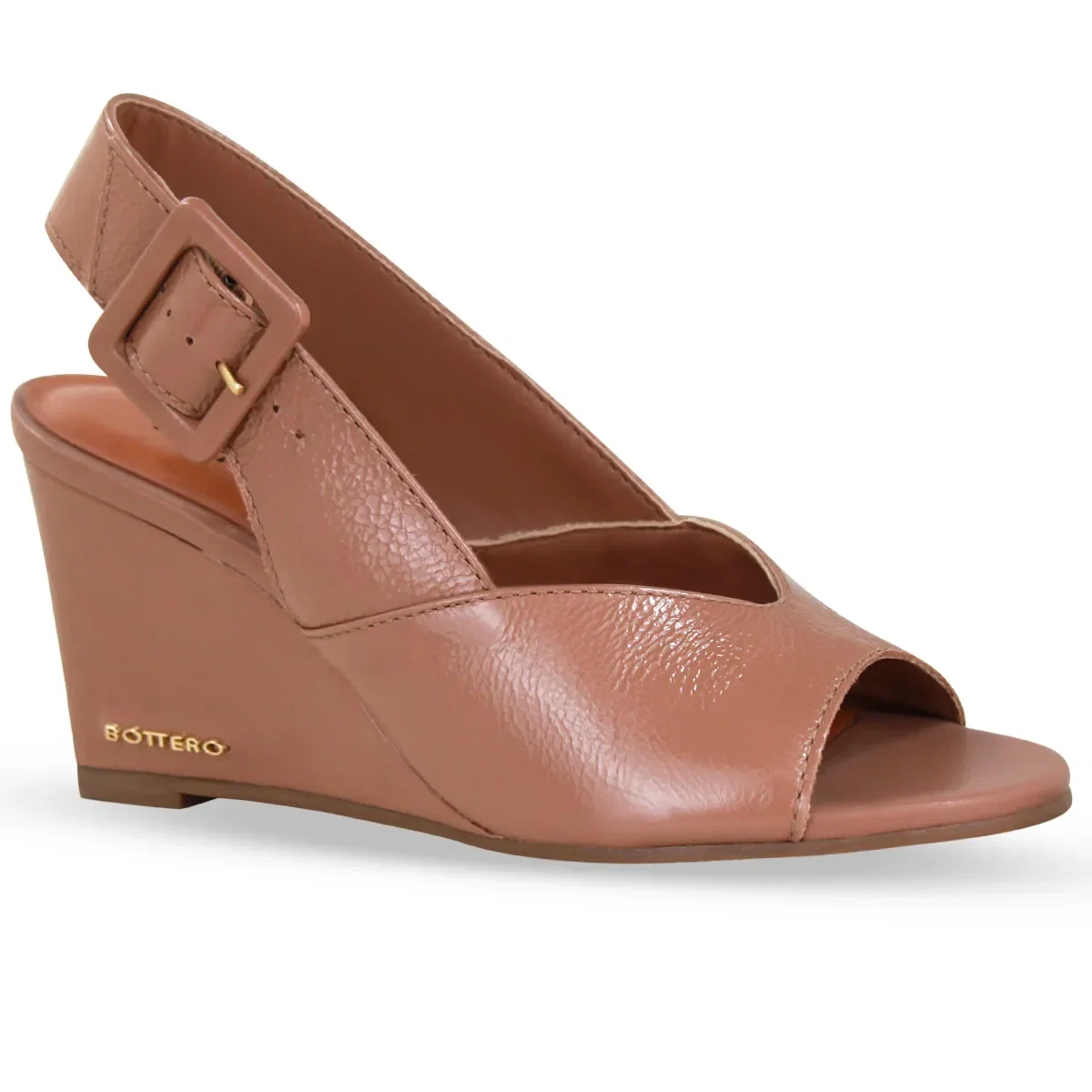 Sandália Anabela Couro Atenas Mocha Mousse