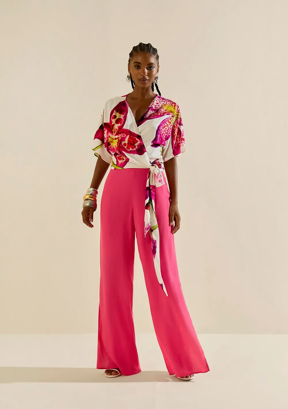 Calça Morena Rosa Pantalona Alta Rosa — imagem 1
