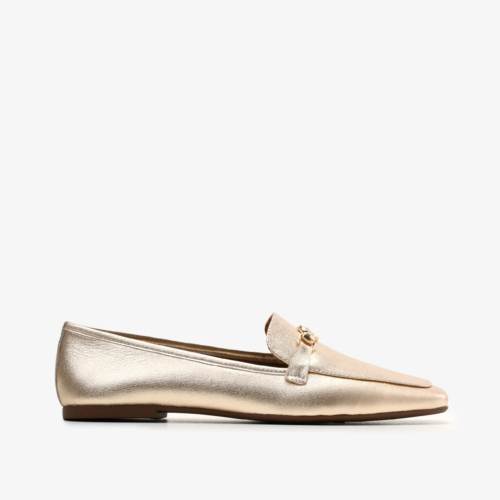 Loafer Metal Ouro Champagne Couro — imagem 1