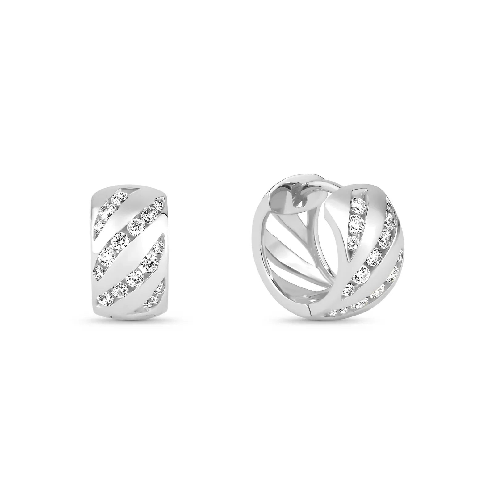 Argola Life Fusion em Prata 925 com Pedras Incolores, 13,6mm