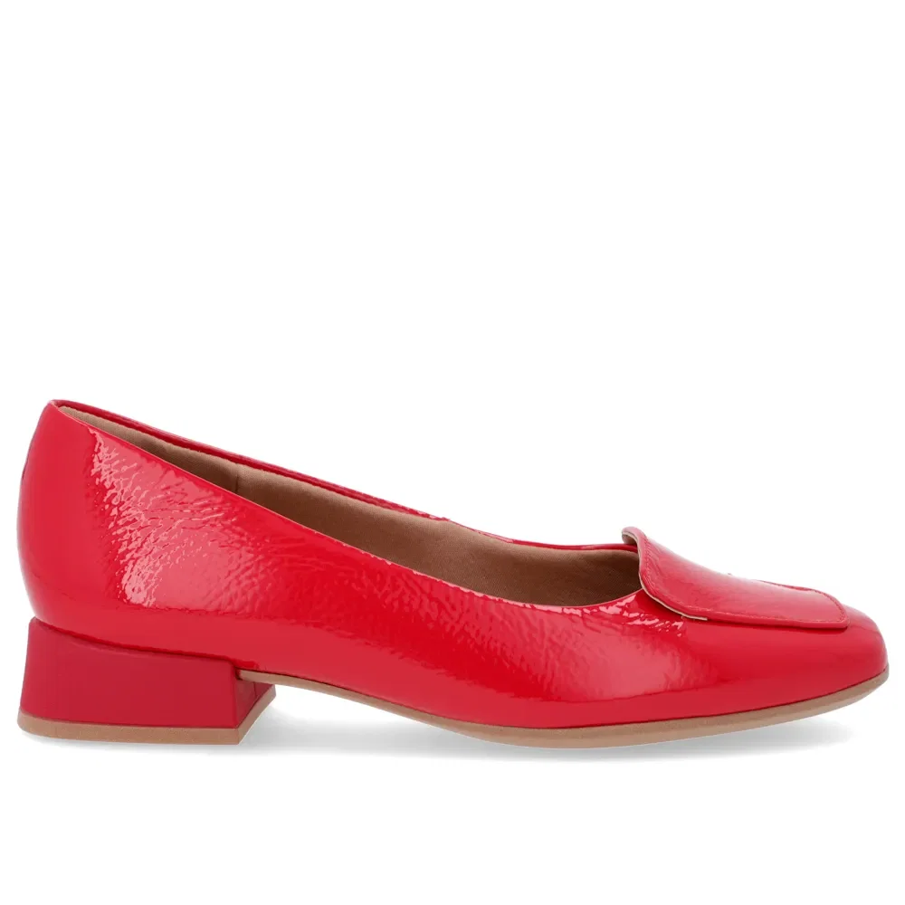 Scarpin Bico Quadrado Verniz Vermelho Salto Bloco — imagem 1