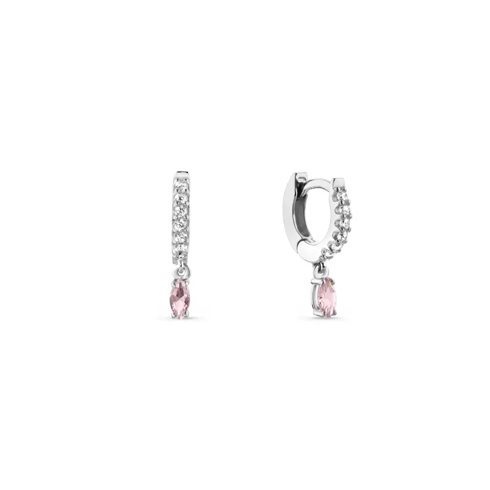 Argola Life Blend em Prata 925 com Pedra Rosa e Incolor, 7mm — imagem 1