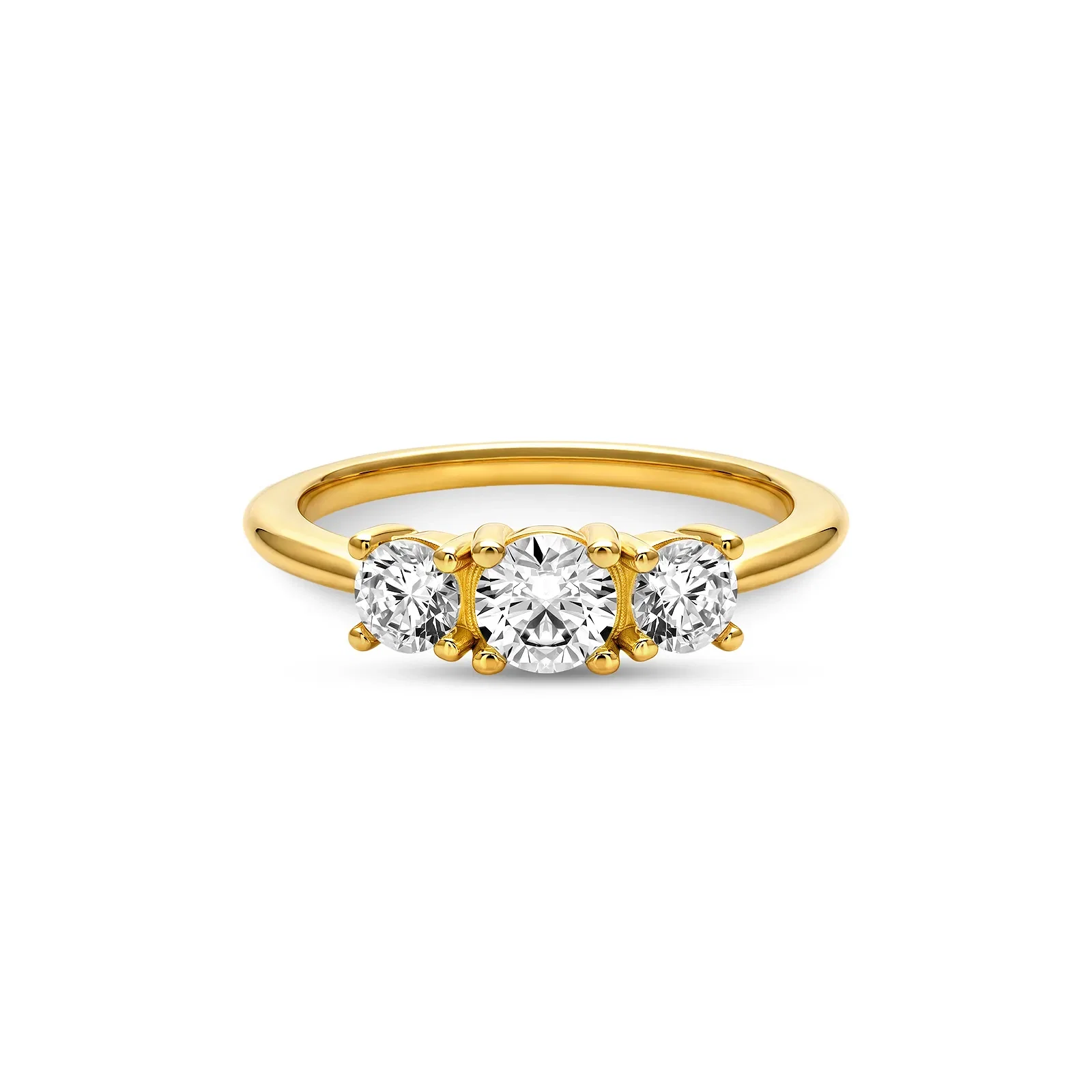 Anel Life Solitário Triplo em Prata 925 com Banho de Ouro Amarelo 18k e Zircônia Incolor — imagem 1