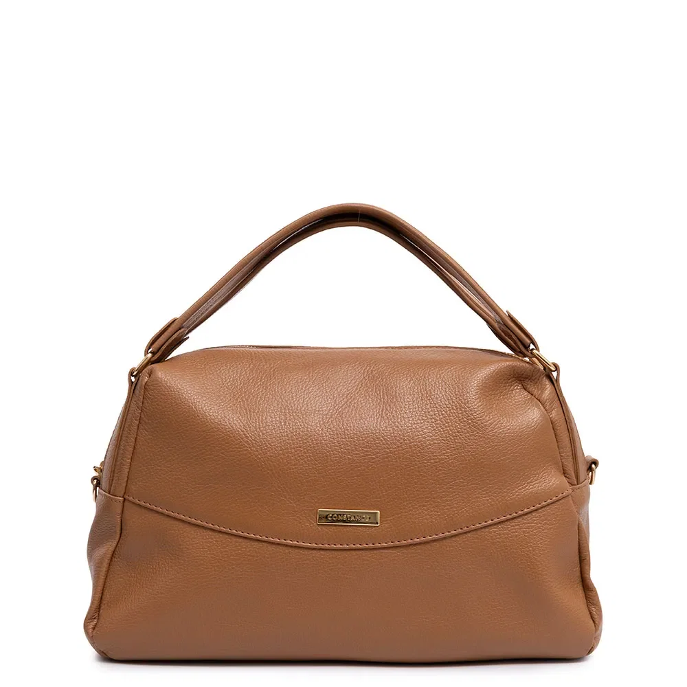 Bolsa Baú Alça Dupla Couro Caramelo — imagem 1