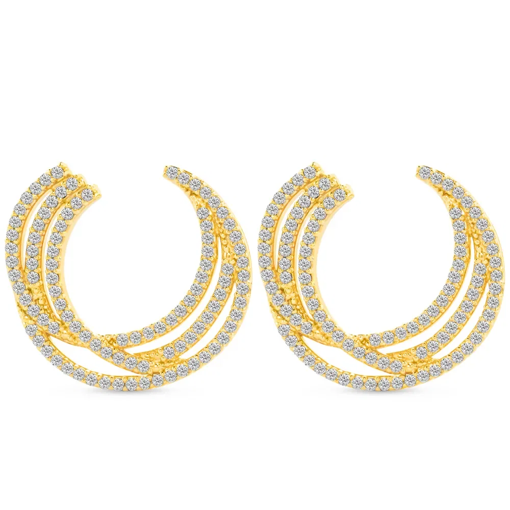 Brinco Life Maxi em Prata 925 com Banho de Ouro Amarelo 18k com Pedras Incolores — imagem 1