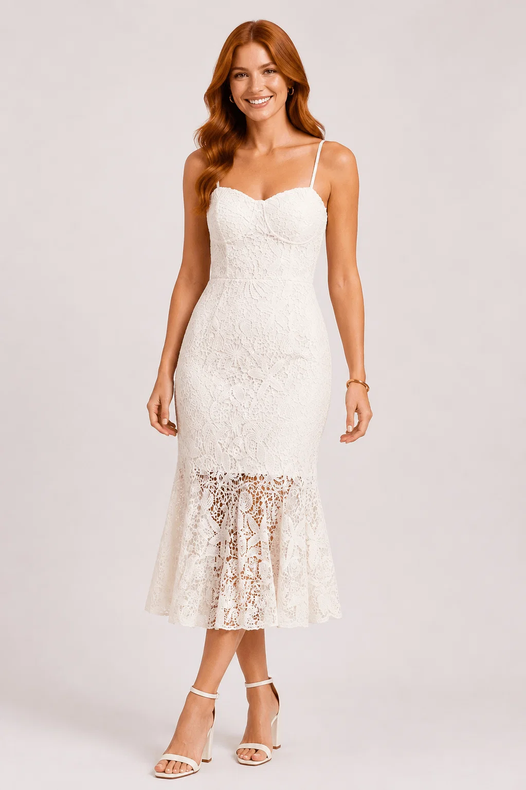 Vestido Midi Guipier Al Mare - Branco