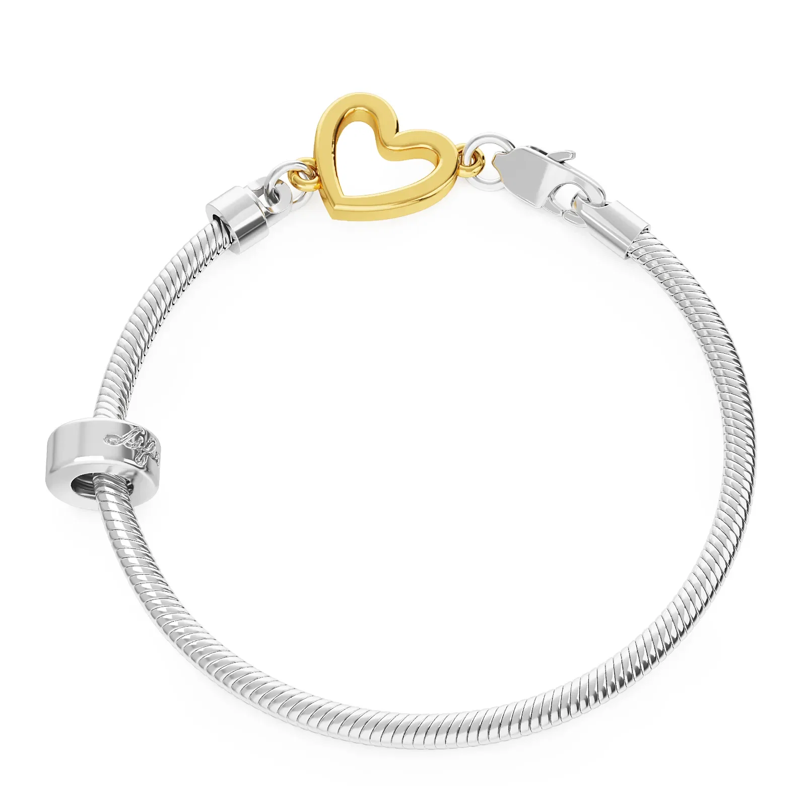 Pulseira Life Coração em Prata 925 com Banho de Ouro Amarelo 18k — imagem 1