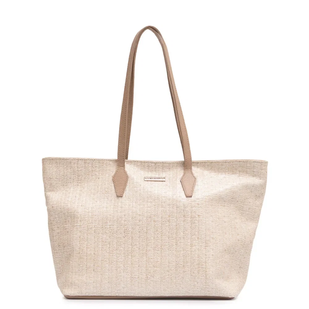 Bolsa Shopping Couro Texturizado Off White — imagem 1