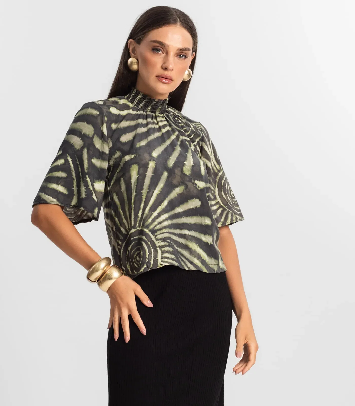 Blusa Manga Flutuante de Viscose Endless Verde — imagem 1