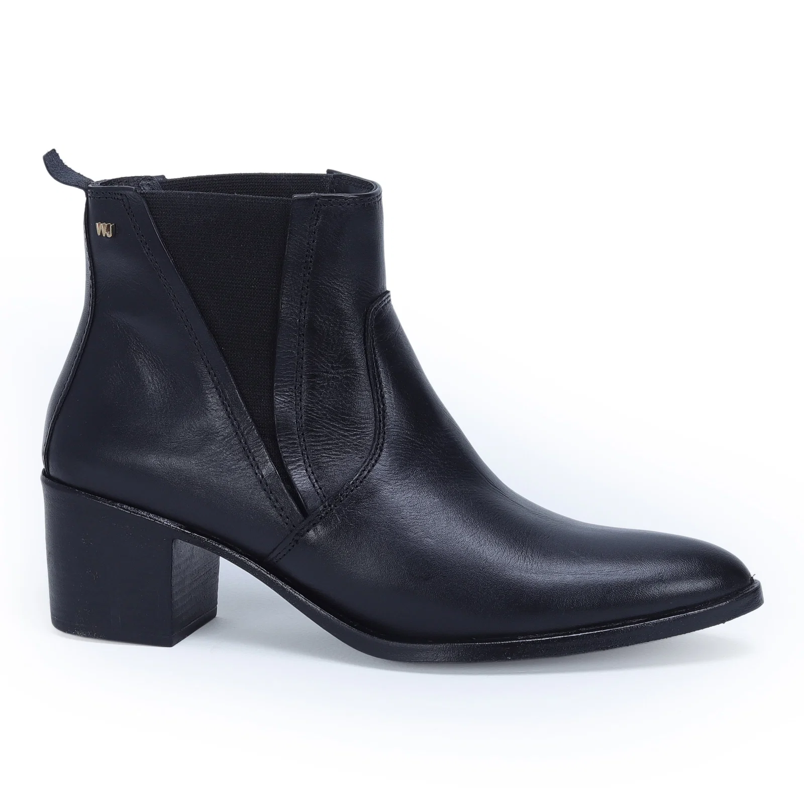 Bota Cano Curto Couro Recorte Elastico 6cm