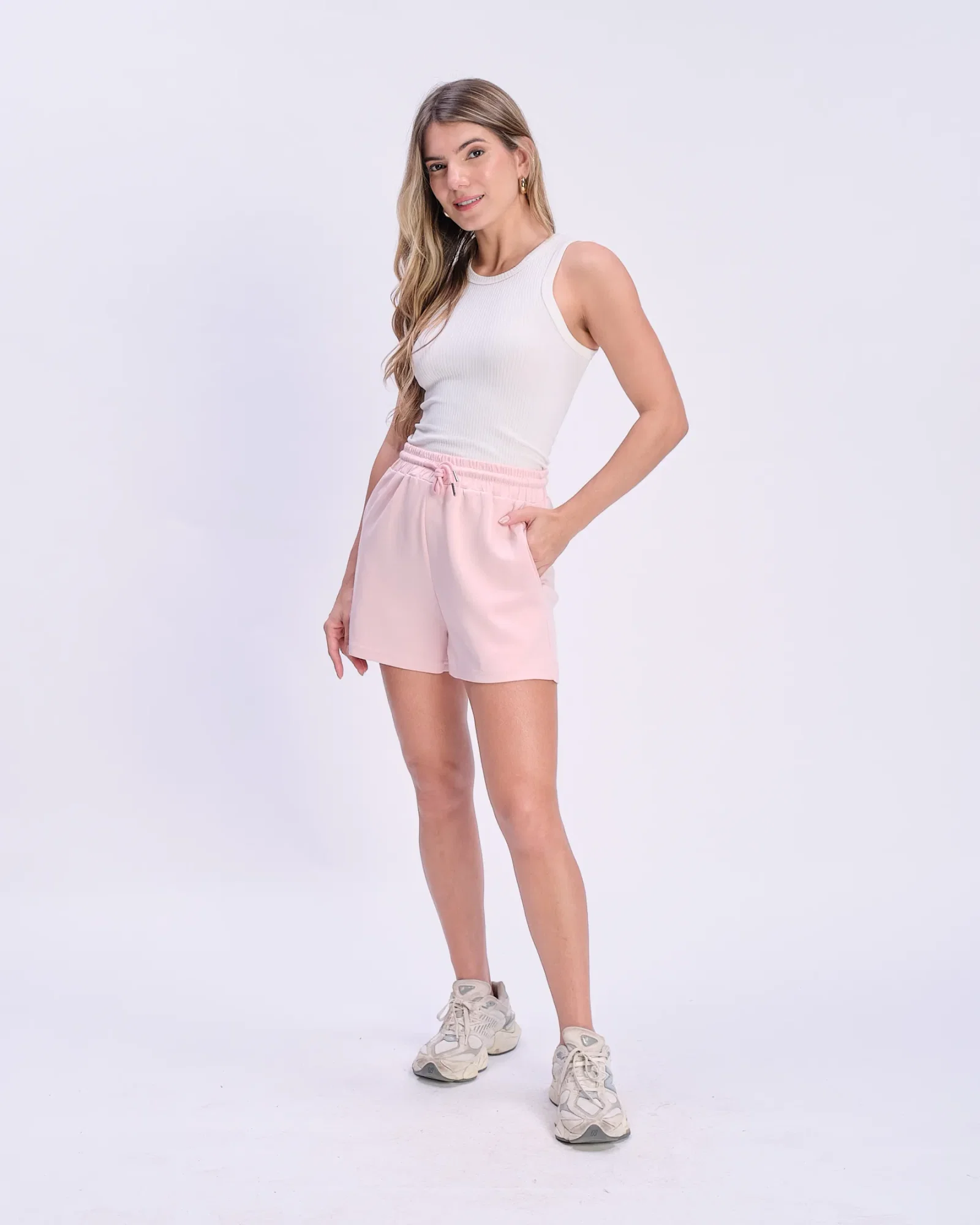 Short Cós Amarração Com Bolsos - Rose