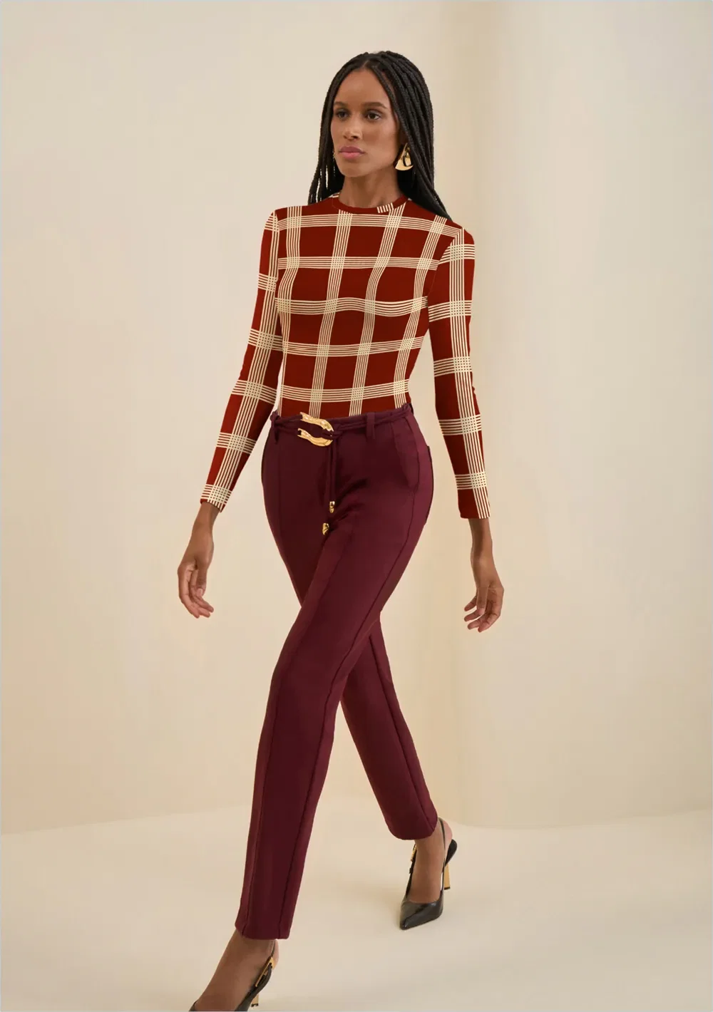 Calça Morena Rosa Reta Alta Bordo