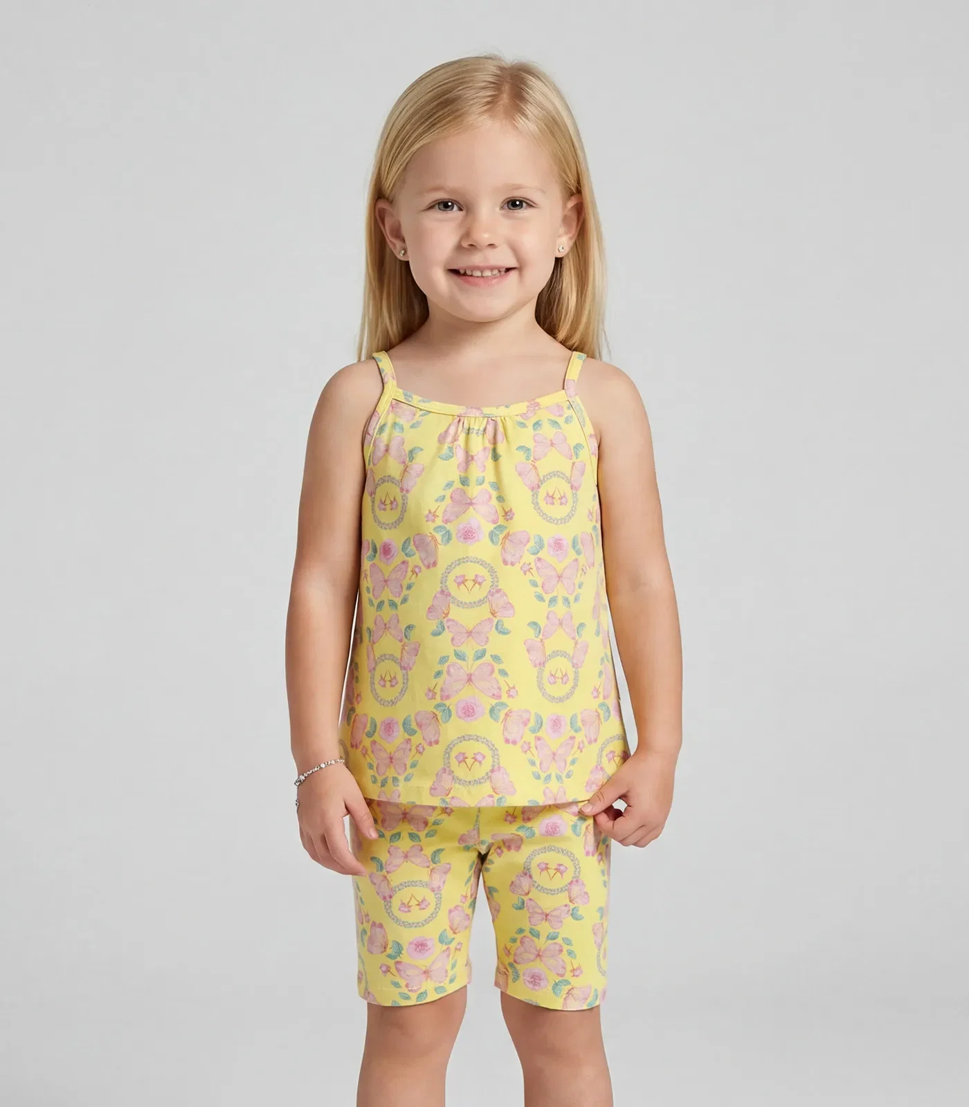 Conjunto Infantil Blusa De Alça E Ciclista Select Amarelo