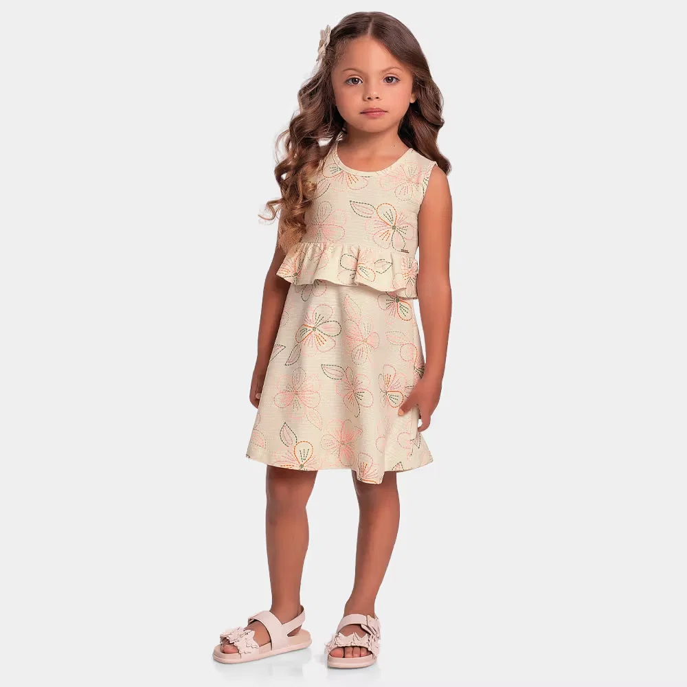 Vestido com flor em malha florence