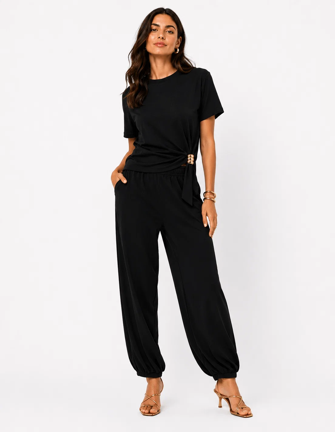 Calça Pantalona Cos Elástico - Preto
