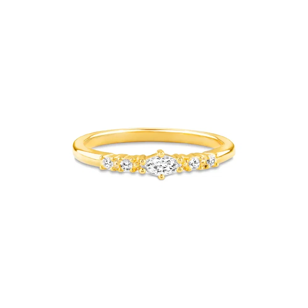 Anel Life Blend em Prata 925 com Banho de Ouro Amarelo 18k e Pedras Incolores
