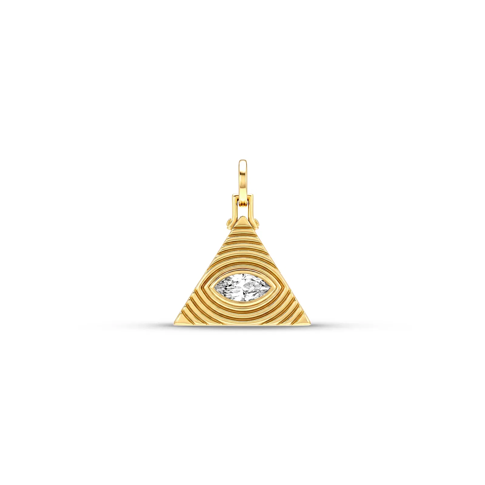 Pingente Life Intenção Piramide em Prata 925 com Banho de Ouro Amarelo 18k e Zircônia Incolor