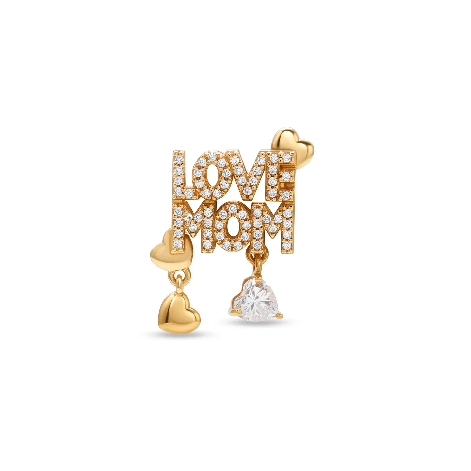 Pingente Life Love Mom em Prata 925 com Banho de Ouro 18k e Zircônia Incolor — imagem 1