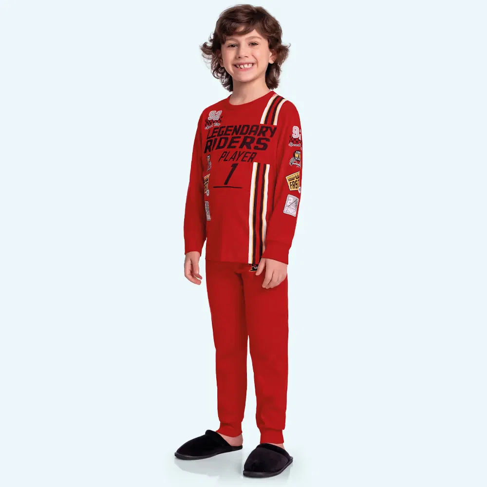 Conjunto pijama camiseta manga longa e calça uniforme de corrida — imagem 1