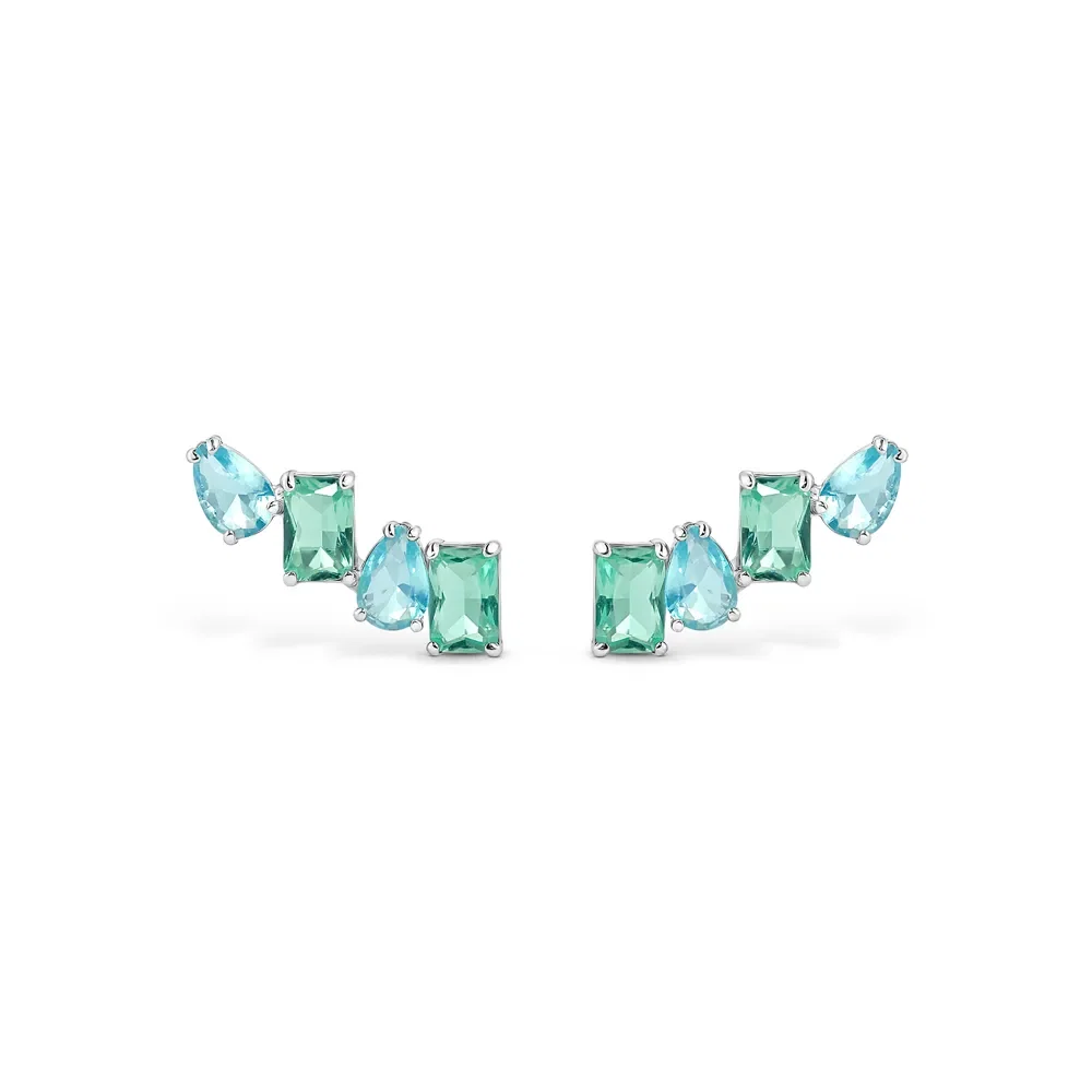 Brinco Ear Cuff Life Royal em Prata 925 com Pedras Verde e Azul — imagem 1